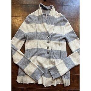 Free PEople Wool Angora Blend Gray Ovary Striped Button Cardigan Size Small